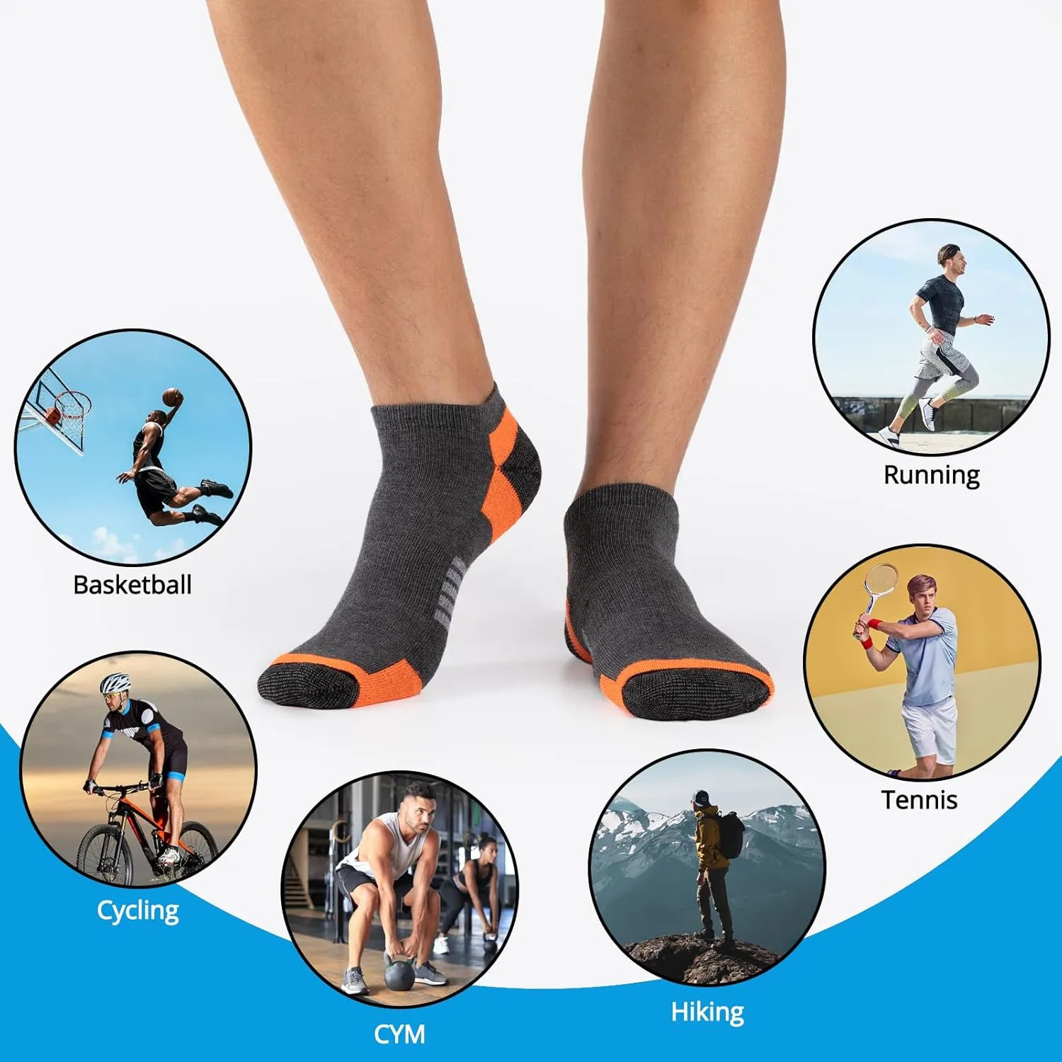 COOVAN 10 Pairs Mens Ankle Socks Men 10 Pack Low Cut Comfort Cushion Casual Socks