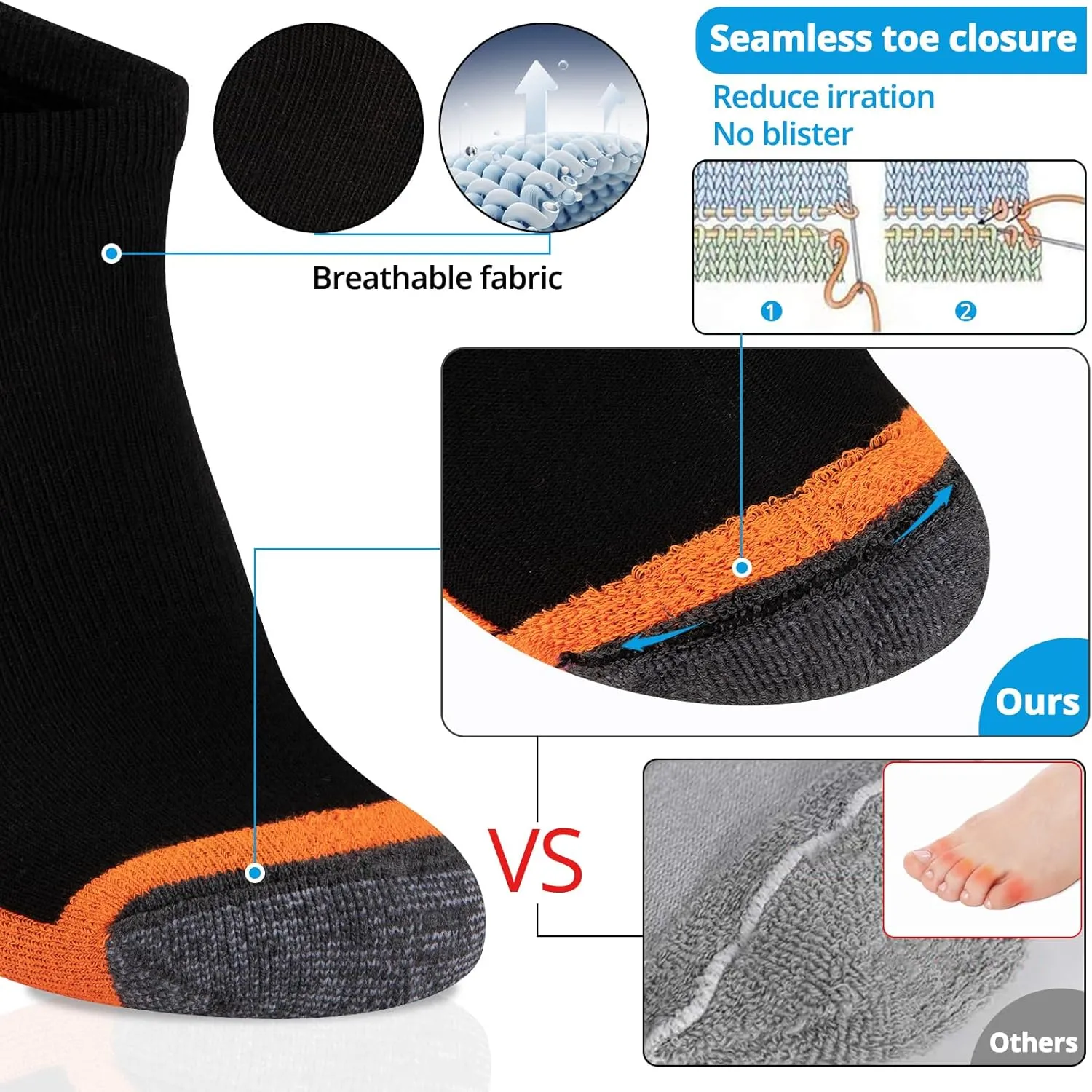COOVAN 10 Pairs Mens Ankle Socks Men 10 Pack Low Cut Comfort Cushion Casual Socks