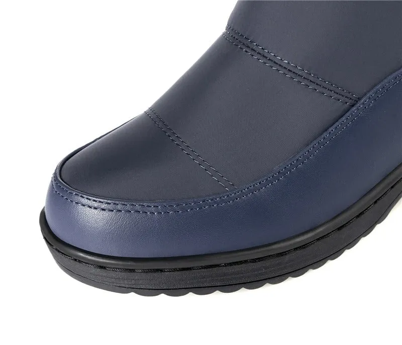 Groovywish Women Mid-calf Orthopedic Snow Boots Windproofing Slip-on Winter Shoes