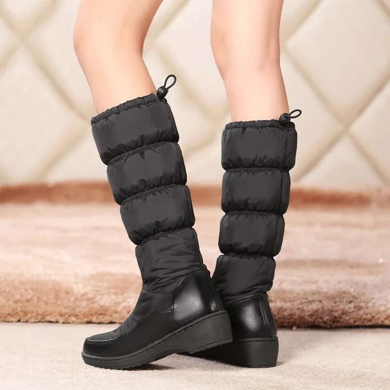 Groovywish Women Mid-calf Orthopedic Snow Boots Windproofing Slip-on Winter Shoes