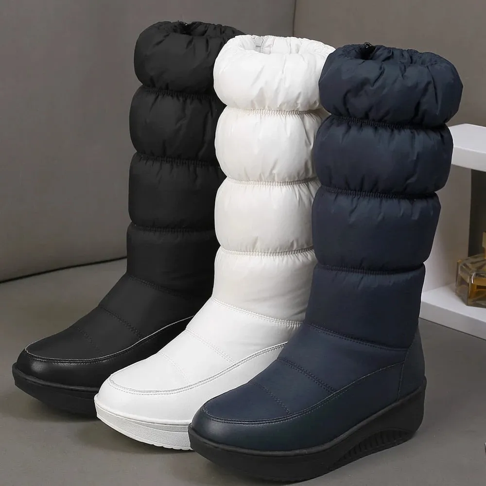 Groovywish Women Mid-calf Orthopedic Snow Boots Windproofing Slip-on Winter Shoes