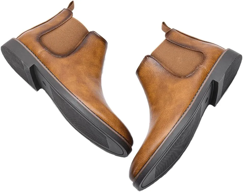 Harssidanzar Men Chelsea Ankle Boots Casual Dress Boots Ankle Classic Slip on Boots KM303US