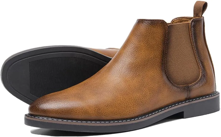 Harssidanzar Men Chelsea Ankle Boots Casual Dress Boots Ankle Classic Slip on Boots KM303US