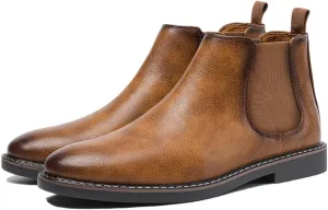 Harssidanzar Men Chelsea Ankle Boots Casual Dress Boots Ankle Classic Slip on Boots KM303US
