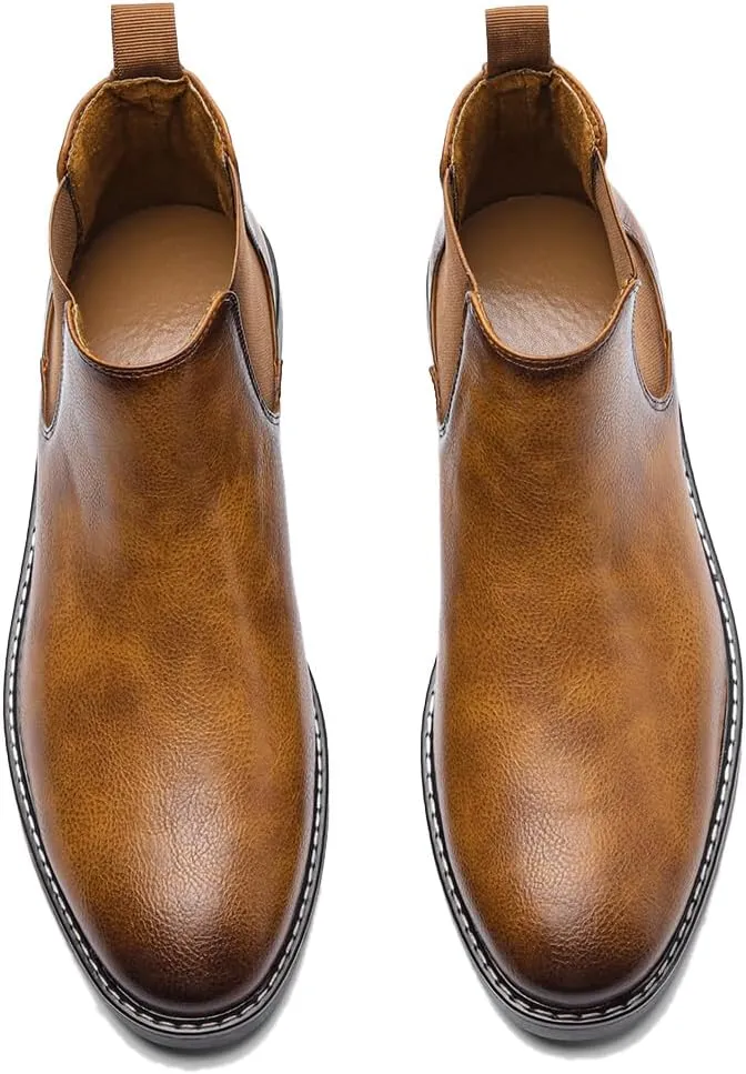 Harssidanzar Men Chelsea Ankle Boots Casual Dress Boots Ankle Classic Slip on Boots KM303US