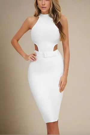 Isabella Bandage Midi Dress - Pearl White