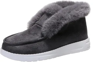 Ladmiple Snow Boots For Women Slip On Winter Ankle Boots Classic Faux Fur Lined Fashion Casual Warm Outdoor Walking Shoes