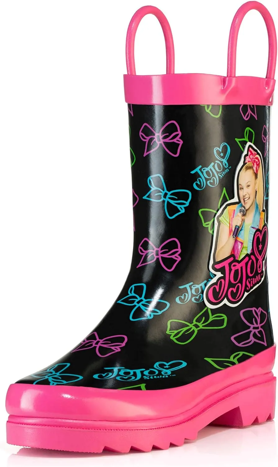 Nickelodeon Kids Girls' JoJo Siwa Character Printed Waterproof Easy-On Handles Rubber Rain Boots - Toddler/Little Kids