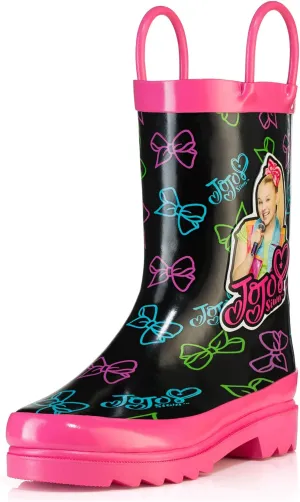 Nickelodeon Kids Girls' JoJo Siwa Character Printed Waterproof Easy-On Handles Rubber Rain Boots - Toddler/Little Kids