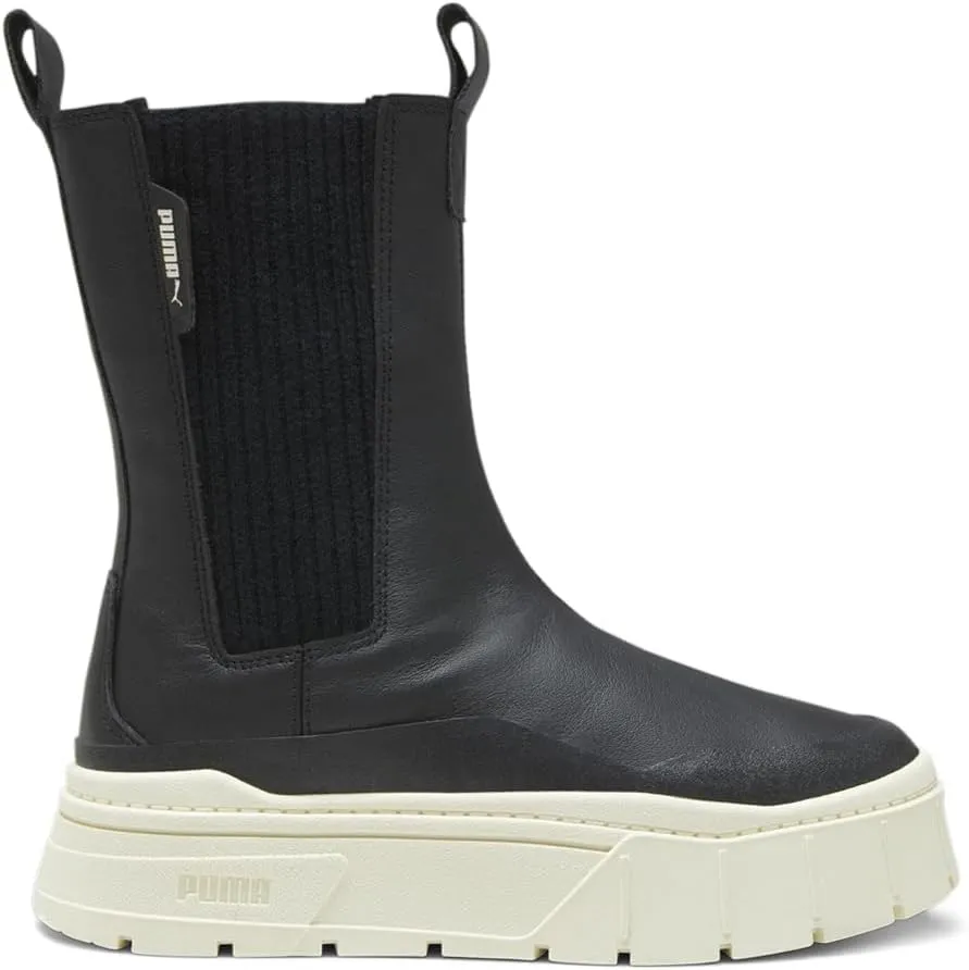 PUMA Womens Mayze Stack Round Toe Platform Chelsea Pull On Casual Boots Ankle Low Heel 1-2" - Black - Size 10 M
