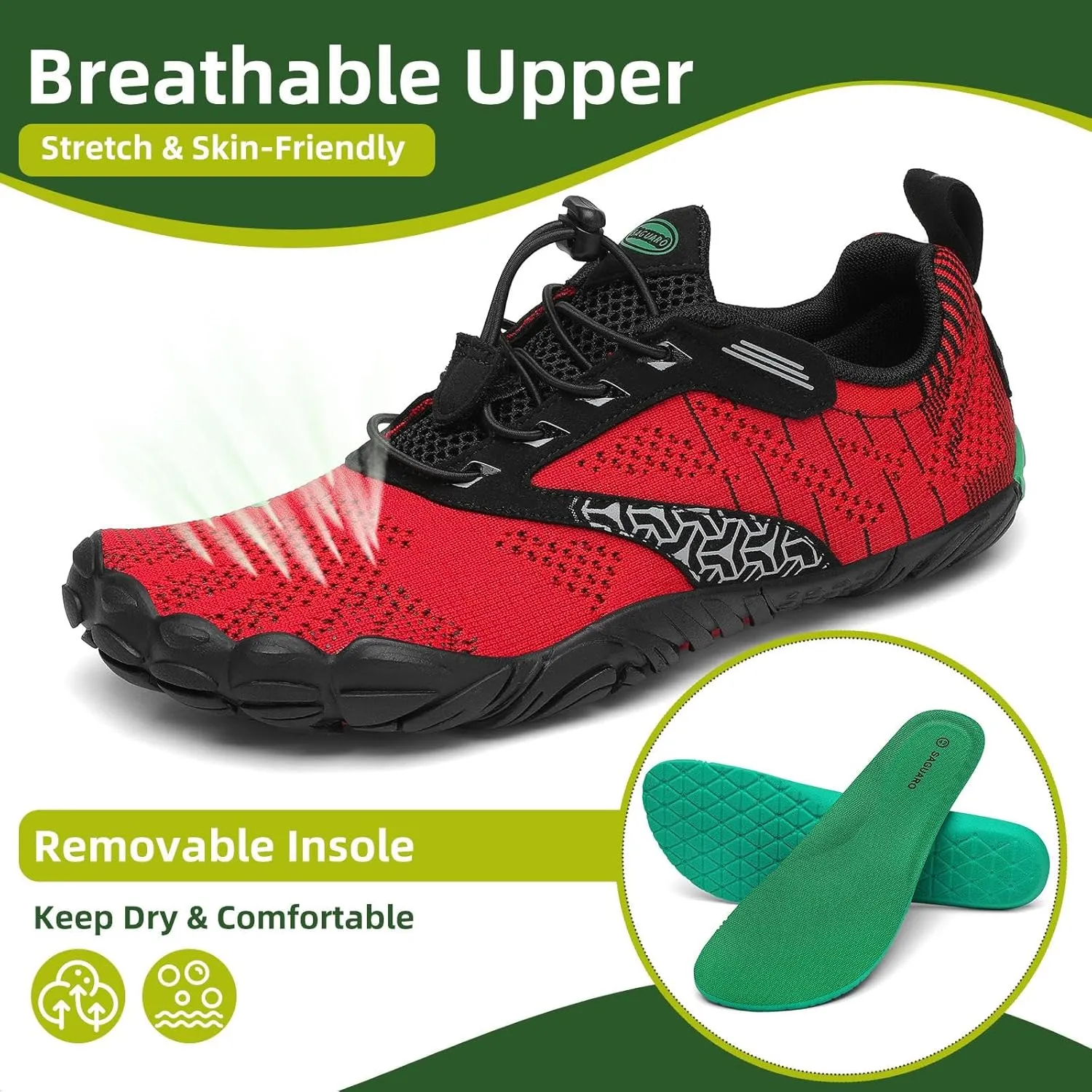 SAGUARO Womens Mens Barefoot Shoes Minimalist Trail Runner Wide Toe Box Zero Drop Outdoor Cross Training Shoe