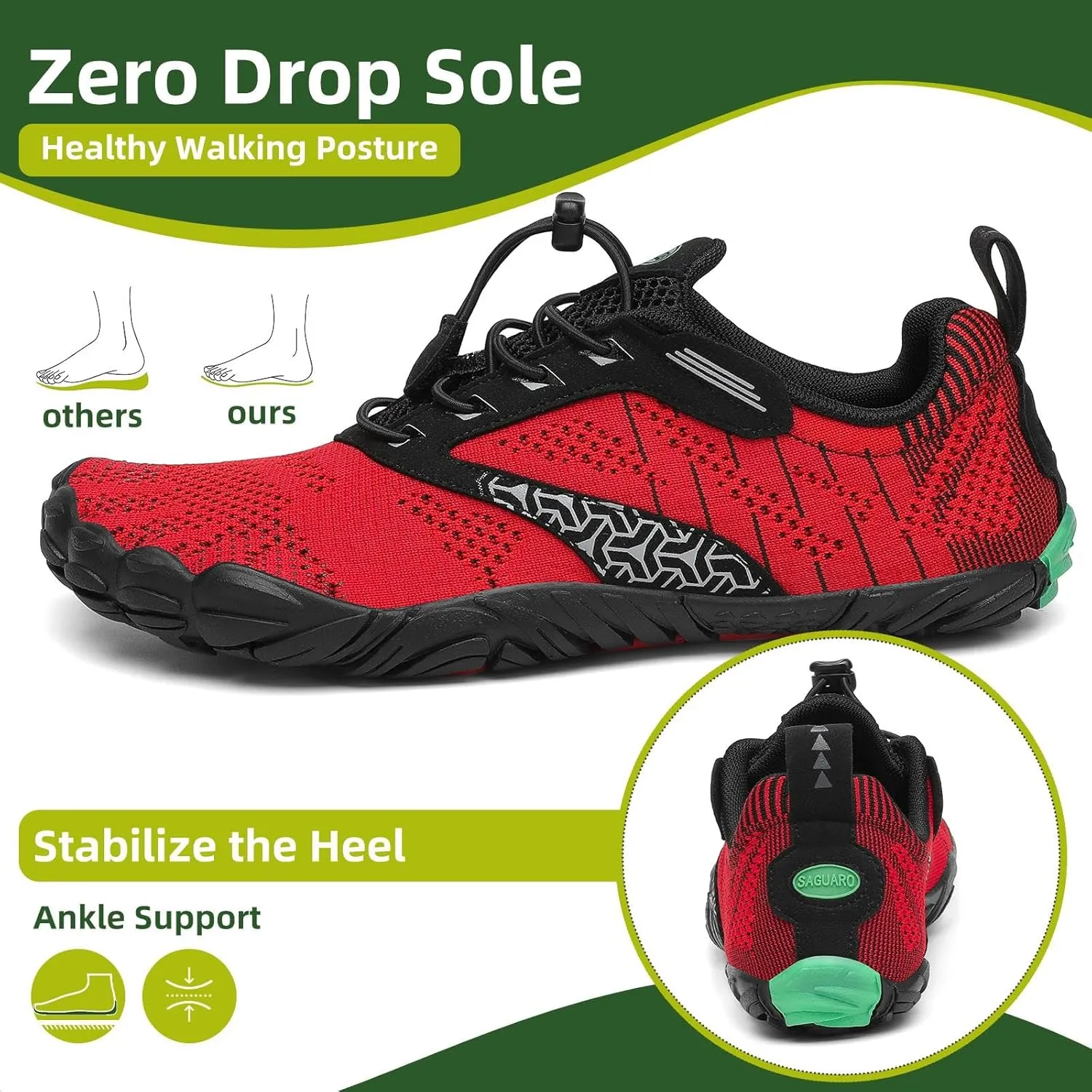SAGUARO Womens Mens Barefoot Shoes Minimalist Trail Runner Wide Toe Box Zero Drop Outdoor Cross Training Shoe