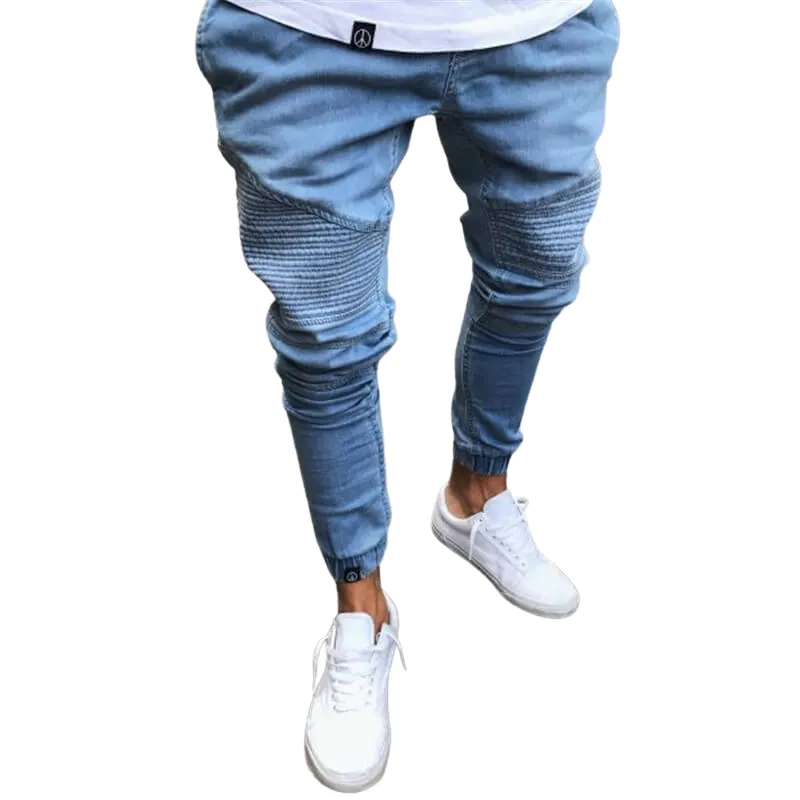 Slim High Waisted Jeans Fashionable Pencil Pants Men's Jeans