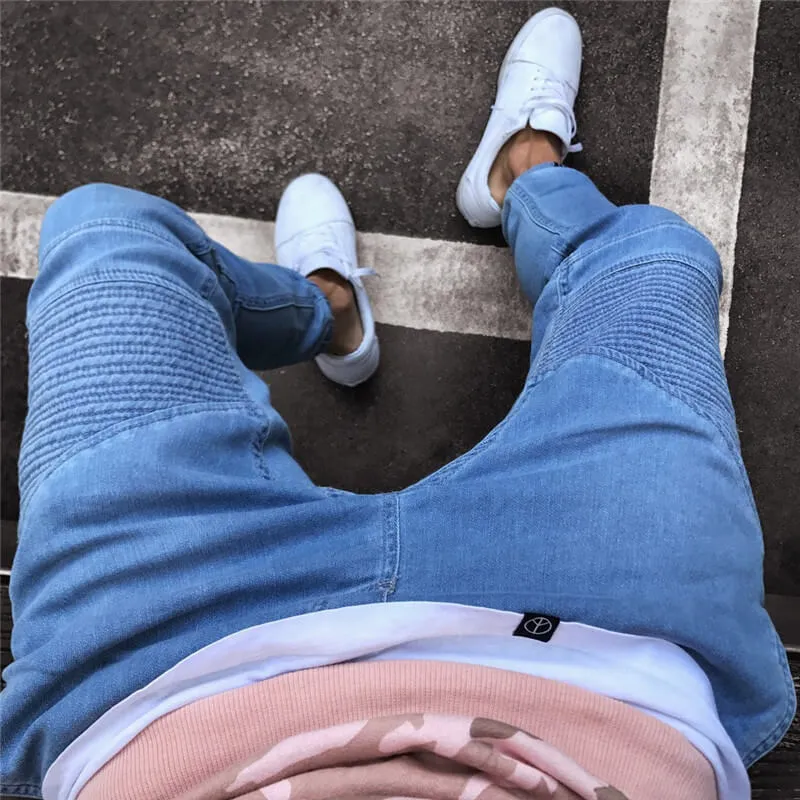 Slim High Waisted Jeans Fashionable Pencil Pants Men's Jeans