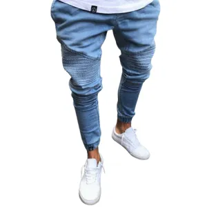 Slim High Waisted Jeans Fashionable Pencil Pants Men's Jeans