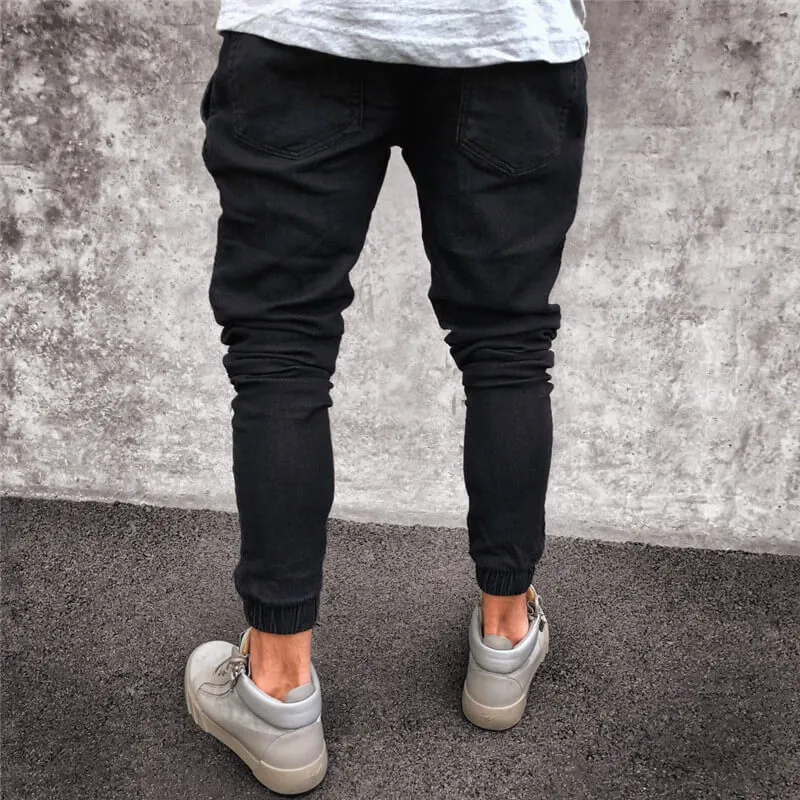 Slim High Waisted Jeans Fashionable Pencil Pants Men's Jeans