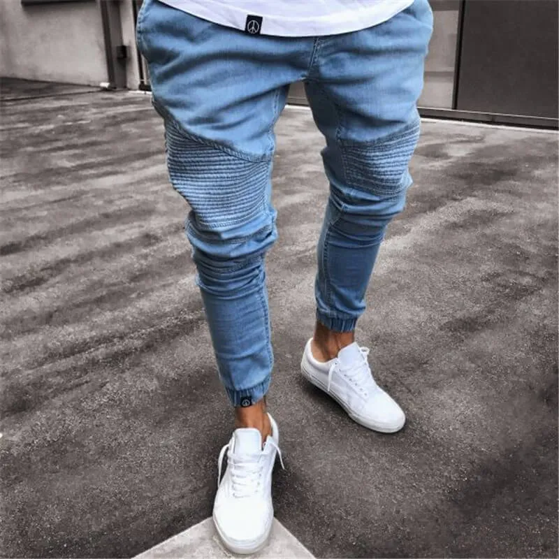 Slim High Waisted Jeans Fashionable Pencil Pants Men's Jeans